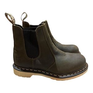 Dr. Martens ARBOR WOMEN'S STEEL TOE CHELSEA WORK BOOTS Sz 6L Quarry Black/Gray